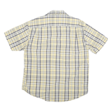 NAUTICA Mens Yellow & Grey Checked Short Sleeve Shirt L Cotton Blend Casual