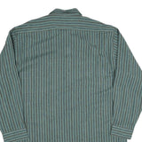 Mens Blue & Green Striped Cotton Blend Shirt XL Casual Long Sleeve Front Pocket