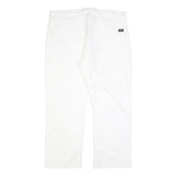 DICKIES Mens Cotton Blend White Relaxed Straight Trousers W40 L30 Workwear