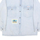 WAIKIKI Mens Blue & Cream Cotton Shirt S Vintage Button Shirt Long Sleeve