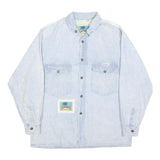 WAIKIKI Mens Blue & Cream Cotton Shirt S Vintage Button Shirt Long Sleeve