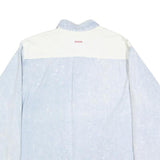 WAIKIKI Mens Blue & Cream Cotton Shirt S Vintage Button Shirt Long Sleeve