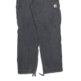CARHARTT Mens Cotton Blend Black Regular Cargo Trousers W34 L32 Workwear