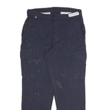CARHARTT Mens Cotton Blend Navy Regular Cargo Trousers W32 L30 Workwear Zip