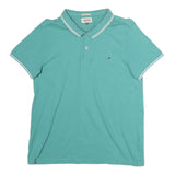HILFIGER DENIM Womens Green Short Sleeve Plain 2XL Cotton Polo Shirt