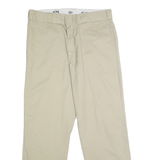 DICKIES Mens Classic Beige Polyester Blend Zip Trousers W36 L32 Workwear Casual