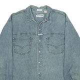 FISSION Mens Blue Denim Shirt XL Classic Cotton Long Sleeve Workwear