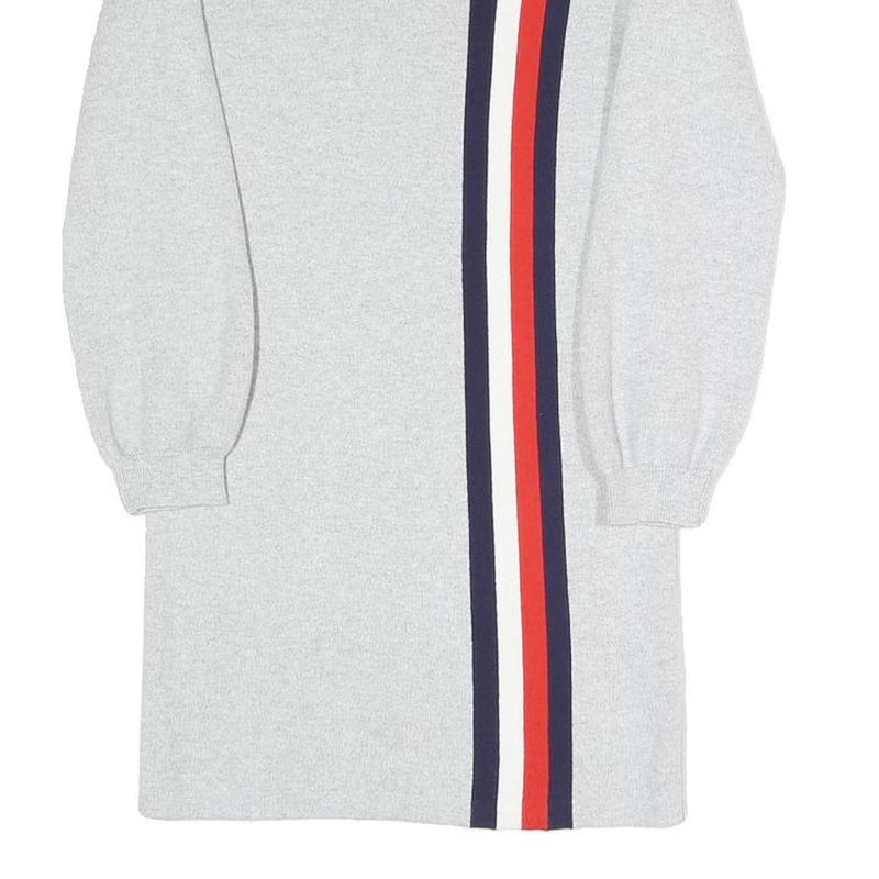TOMMY HILFIGER Girls Grey Cotton Blend Jersey Shift Dress 7Y Striped Casual