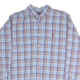 RALPH LAUREN Mens Blue & Maroon Check Shirt XL Classic Button-Down Cotton