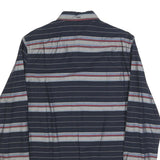 TOMMY HILFIGER Mens Navy Blue & Grey Striped Cotton Blend Shirt M Button-Down