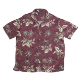 CROFT & BARROW Mens Burgundy & Beige Hawaiian Shirt XL Rayon Tropical Print