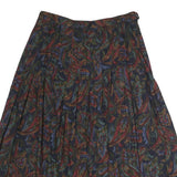 Womens Navy Floral Pleated Midi Nylon Skirt Size M Flowing Comfortable