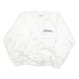HARTWELL Mens White Satin Bomber XL Polyester Printed Logo Button Jacket