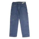 Blue Mens Regular Fit Straight Cotton Jeans W32 L30 Workwear Utility Pocket Zip