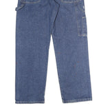 Blue Mens Regular Fit Straight Cotton Jeans W32 L30 Workwear Utility Pocket Zip