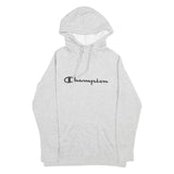 CHAMPION Mens Grey Hoodie S Cotton Blend Pullover Logo Casual Comfort Wear