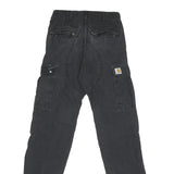 CARHARTT Mens Cotton Blend Black Regular Cargo Trousers W27 L30 Workwear Utility