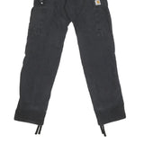 CARHARTT Mens Cotton Blend Black Regular Cargo Trousers W27 L30 Workwear Utility
