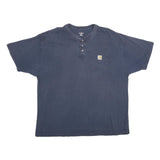 CARHARTT Mens Blue Henley 2XL Short Sleeve Cotton Pocket Work T-Shirt