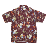 RON CHERISHAM Mens Burgundy & Floral Cotton Blend Shirt M Summer Casual