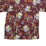 RON CHERISHAM Mens Burgundy & Floral Cotton Blend Shirt M Summer Casual