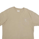 CARHARTT Mens Beige Pocket T-Shirt XL Short Sleeve Crew Neck Workwear Cotton