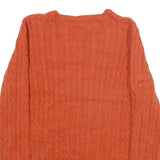 LAUREN RALPH LAUREN Womens Orange Cable Knit Cotton Crew Neck Jumper S Classic