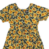 ALL THAT JAZZ Womens Black & Yellow Floral Day Cotton Blend Dress Short Sleeve S