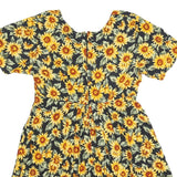 ALL THAT JAZZ Womens Black & Yellow Floral Day Cotton Blend Dress Short Sleeve S