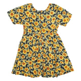ALL THAT JAZZ Womens Black & Yellow Floral Day Cotton Blend Dress Short Sleeve S