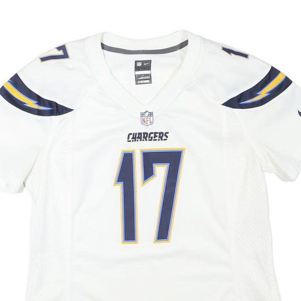 NIKE Womens White Chargers 17 Sports Football T-Shirt M Short Sleeve V-Neck