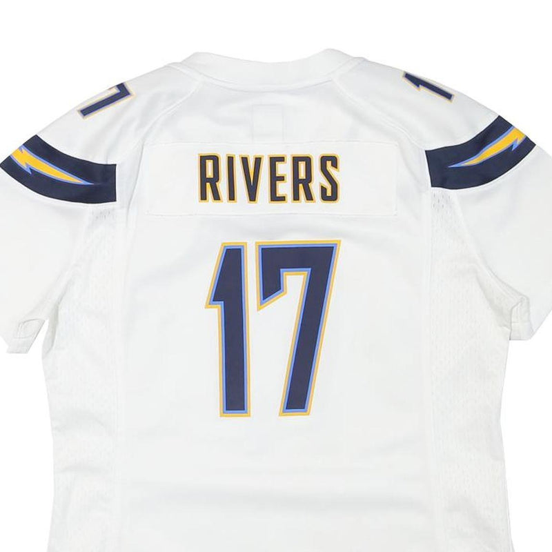 NIKE Womens White Chargers 17 Sports Football T-Shirt M Short Sleeve V-Neck