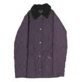 BARBOUR Womens Purple & Black Quilted Jacket M Polyester Zip Classic Fit