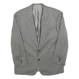 HUGO BOSS Mens Grey & Black Classic Cashmere Jacket L Woven Button Blazer
