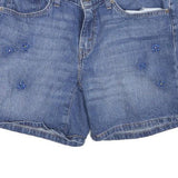 LEVI'S Womens Denim Blue Casual Shorts L W32 Embroidered Floral Design