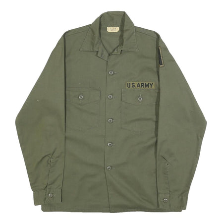 SELMA APPAREL Mens Green Plain Military Style Shirt M Army Jacket Button Pocket