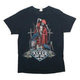 GILDAN Mens Black Never Say Die Tour Graphic T-Shirt M Short Sleeve Crew Neck