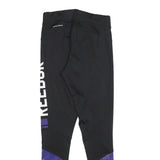 REEBOK Womens Joggers Black & Purple Slim Skinny S W24 L27 Logo Print Activewear