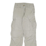 CARHARTT Mens Relaxed Beige Cargo Trousers W26 L31 Cotton Blend Zip Pockets