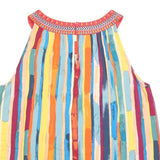 MONSOON Womens Multicolour Striped Sleeveless Round Neck Top L Summer Boho