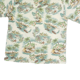 PIERRE CARDIN Mens Cream & Green Hawaiian Shirt M Cotton Tropical Print Summer
