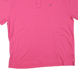 TOMMY HILFIGER Mens Pink Short Sleeve Polo Shirt L Classic Logo Cotton Blend