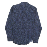 CALVIN KLEIN JEANS Womens Blue Leopard Print Shirt S Cotton Blend