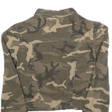 ROBIN Womens Beige & Green Camouflage Button Jacket UK 10 Cotton Blend Cropped