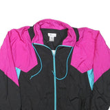 BOOOO Mens Black & Pink Colourblock Zip Jacket S Polyester Blend Casual Retro