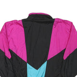 BOOOO Mens Black & Pink Colourblock Zip Jacket S Polyester Blend Casual Retro