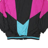 BOOOO Mens Black & Pink Colourblock Zip Jacket S Polyester Blend Casual Retro