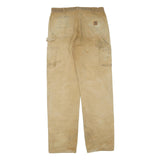CARHARTT Mens Regular Fit Beige Cotton Blend Denim Jeans W36 L36 Workwear Zip