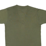 Mens Green V-Neck Plain Cotton Blend T-Shirt S Short Sleeve Casual