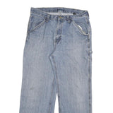 DICKIES Mens Relaxed Light Blue Denim Jeans W32 L28 Workwear Straight Fit Zip